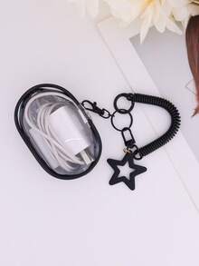 1pc Cute Clear Mini Bag With Spring Key Chain Makeup Bag Key Pocket Lipstick Bag Coin Bag Data Cable Organizer Zipper Pouch For Women Wallet Mini Wallet Purse Wallet Wristlet Wallet Card Wallet