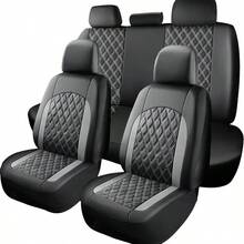 New PU Leather Full Car Seat Cover Set, Front Seats + Rear Bench Seat Covers, Car Seat Protector, Made Of Polyester Fiber, Comfortable, Easy Installation, Washable, Suitable For All Seasons And Most Car Models, Essential Car Accessory, Car Interior, Automotive Supplies