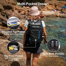 SPARTER Mochilaérmica aislada a Prueba de Fugas, 33/45 latas, 2 Compartimentos aislados, Bolsaérmica portátil, Ligera, para Viajes en la Playa, Camping, Almuerzo para Hombres y Mujeres - Lata negra-33 - Ver 5