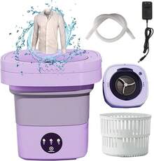 Mini Lavadora Portátil y Plegable de 8L con Función de Secado, Cesta de Drenaje y Tubo de Agua - Multicolor - Ver 2