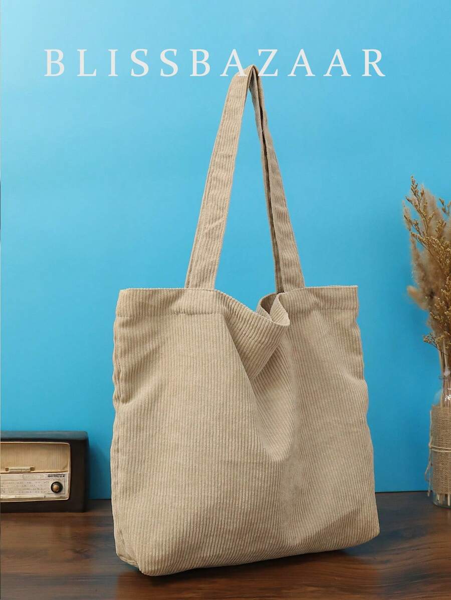 轻便、经典、休闲、便携简约单肩手提包，适合少女、女大学生、新手和白领人士，非常适合办公室、大学、工作、商务、通勤、户外、旅行、郊游、购物、度假、大号时尚手提包，最佳秋季灵感创意 - 卡其色 - 查看 1