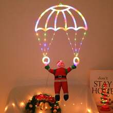 Santa Parachute LED Holiday Lights - USB-Powered With Remote, 8 Modes, Indoor/Outdoor Applicable, Perfect Christmas Gift & Ambiance Makerchristmas Decoration XMAS Decor Christmas Tree Gift Decor Thanksgiving Wedding Home Decor Home Decor Fall Decor Autumn Decor Birthday Decorations For Gifts Party Supplies Indoor Outdoor Garden Holiday Festival Decor Halloween Decor Wall Decor Halloween Ornaments