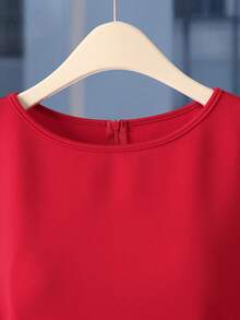 2026 Elegant Solid Color Backless Zipper Bow Tie Dress, Fashion Versatile, Suitable For Dates, Autumn/Winter, New Year, Valentine's Day, Available In Red, Pink, Black Spring - Red - View 8