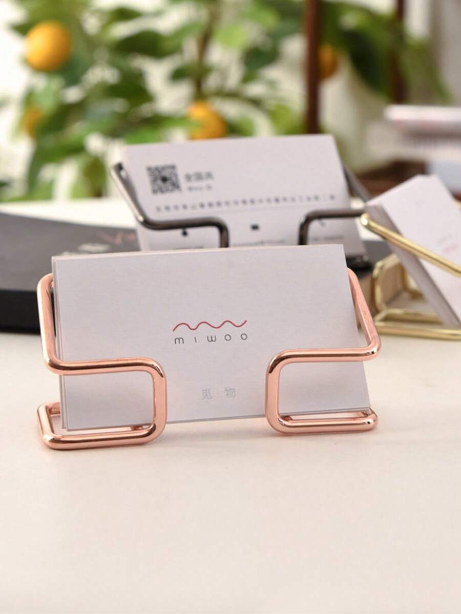1pc Hollow Business Card Holder Creative Product Storage Box, Office Display, Ideal Gift, Multiple Colors To Choose From, Essential For Business Office, High-End Line Design Business Card Display Stand, Multiple Fashionable Colors To Choose From, Simple Desktop Vertical Business Card Holder