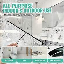 不锈钢多功能刮水器，可更换橡胶刮片，适用于淋浴房玻璃，手持式淋浴房刮水器，也可用于刮除玻璃上的水渍，是家用清洁刮水器、窗户刮水器和水渍清除器的理想选择，适用于淋浴房门、浴室、窗户和汽车玻璃。 - 彩色 - 查看 11
