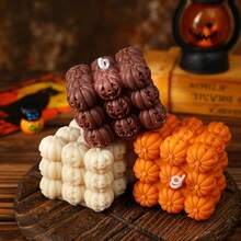 Bougie d'aromathérapie en forme de cube de citrouille crâne d'Halloween, bougie crâne faite à la main, décoration d'Halloween