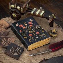 Blank Spell Book Of Shadows Journal Moon Phase Printed Witchcraft Supplies Wiccan Notebook Handmade Vintage Deckle Paper Grimoire Journal Leather Sketchbook, Drawing Journal (Serpent Garden)2025 - 1 - Xem 4