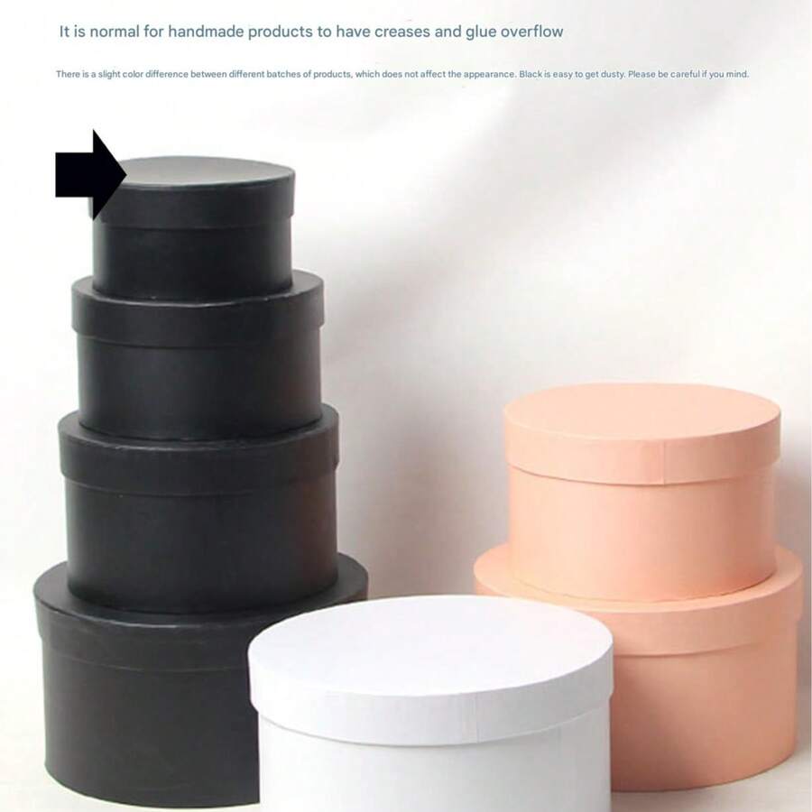 4 cajas redondas de regalo, cajas de flores, cajas de embalaje de regalo, adecuadas para el Día del Maestro, el Día de la Madre, el Día del Padre, San Valentín, Navidad (puede haber una ligera diferencia de color entre diferentes lotes, pero la calidad permanece sin cambios) - Multicolor - Ver 1