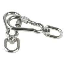 Ganchos giratorios de acero inoxidable, hebilla de correa de perro con bloqueo, hebilla de liberación rápida, mosquetón, Clips para caminar, mochila de Camping SZ4J - M7 - Ver 6