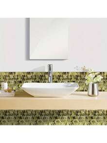 20pcs/Set, European & American Style Waterproof Anti-Oil Decorative Ceramic Tile Stickers, Suitable For Kitchen, Bathroom, Vanity Wall Stickers Room Decor Wall Decor Wall Sticker Bedroom Decor Kitchen Decor Home Decor