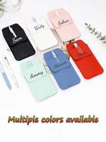 Custom Text PU Pen Bag, Durable Anti-Leakage Nurse Pocket Pen Holder, Large Capacity Portable Ballpoint Pen Storage Bag, PU Leather Medical Nurse Bag - Double Layer Durable Pen Case, Multi-Color Options, Large Capacity Portable Storage Pouch, Medical Professional Equipment, Sturdy Design,Christmas Gift Supplies - Multicolor - View 2