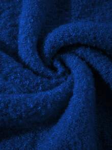 Unisex Fluffy Casual Loose Fit Crew Neck Textured Solid Color Pullover Sweater, Versatile Long Sleeve Knit Top For Autumn & Winter - Blue - View 10