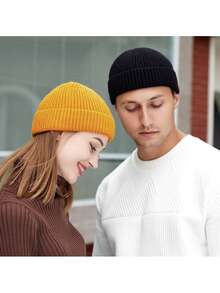 3 Pcs Trawler Beanie Watch Hat Roll Up Edge Skullcap Fisherman Beanie Unisex Cap Winter Warm - A - View 3