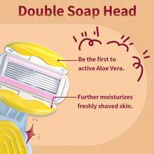 Lâmina Avançada de 6 Lâminas para Mulheres, Cabeça Substituível, Barbeador Portátil para Senhoras, Barbeador Hidratante, Epilador, Epilador Específico para Mulheres, Cabo Antiderrapante, Lâminas Substituíveis, Com Tira Lubrificante Hidratante, Sem Necessidade de Creme de Barbear