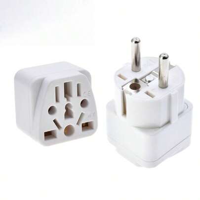 1pc USA To Germany, France Schuko Grounded Universal Travel Power Plug Adapter - Type E/F - CE Certified For Smartphones, Laptops, Tablets Chargers