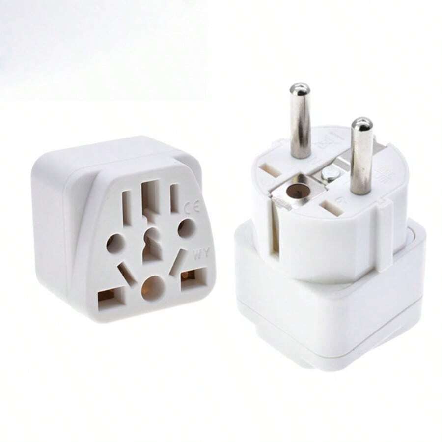 1pc USA To Germany, France Schuko Grounded Universal Travel Power Plug Adapter - Type E/F - CE Certified For Smartphones, Laptops, Tablets Chargers