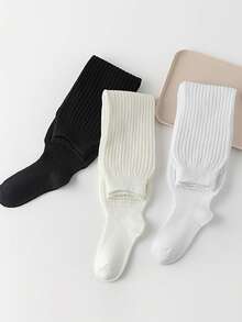 2/1 双可爱日式阔腿袜，百搭又显气质。女士竖条纹长袜，叠穿款，应季保暖睡眠袜，理想的圣诞新年礼物，温暖居家睡眠袜，寒冷天气必备单品，袜子收藏家的必备单品。可手洗或干洗。纯色。及膝针织拖鞋袜，舒适地穿在地板上。 - 彩色 - 查看 5