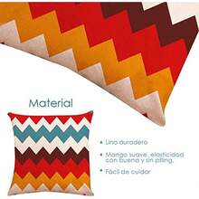 HomeChi Fundas de Almohada, Juego de 4 Fundas de Almohada con Patrón Decorativo Geométrico, Funda de Cojín Funda de Almohada de Lino de Algodón Suave para Sofá Sala de Estar Decoración del Hogar - C - Ver 5