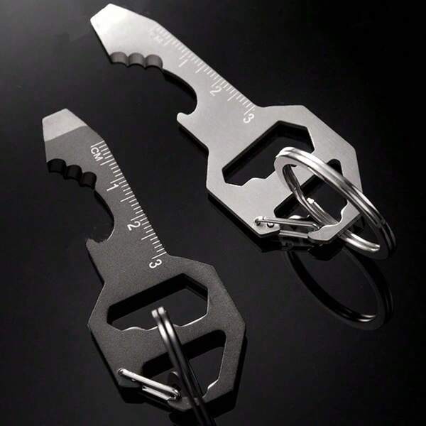 1PC/3PCS Keychain Bottle Opener Multi Tool, With Keychain,Stainless Steel EDC Gadget, Men's Keychain,6 Tools In 1,Bottle Opener, Wrench, Screw Driver, Metric Ruler,Cord Cutter, Car Keychains,Keyrings, Keychain Accessories, Matching Keychains Universal Everyday Carry Pocket And Backpack Tool Christmas Gift