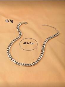 1pc Solid Color Vintage Style Chain Necklace, Suitable For Daily Wear
