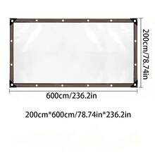 1pc Heavy Duty Transparent Vinyl Tarp - Waterproof & Windproof, With Extra Grommets And Ropes, Suitable For Outdoor Use - Great For Patio, Porch Canopy, Plant Cover And Camping