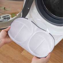 2 piezas Bolsas de lavado de sujetador para ropa delicada en lavadora doméstica - Bolsas de malla premium para lavar sujetadores que protegen de deformación, enganches y enredos, diseño suave, transpirable y que preserva el color; ideal para ropa interior diaria, lencería, sujetadores deportivos; accesorio de cuidado ligero y que mantiene la forma para el guardarropa de primavera - Blanco - Ver 5