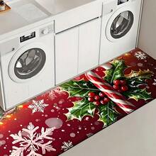 Felpudo con tema navideño, de poliéster, alfombra decorativa para el piso adecuada para la entrada del hogar, sala de estar, dormitorio y cocina