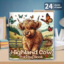 1 本高地牛涂色书，24 种单面图案，20.07x20.07 厘米，厚实光滑的纸张，轻松放松，是生日和节日派对的理想礼物 - 高地牛著色書 - 查看 10