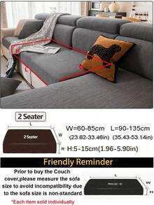 1 pieza Funda de sofá de estilo bohemio de unicolor, funda de sofá antideslizante y antirasguños, decoración del hogar para sofá de 1/2/3/4 plazas, lavable a máquina, para todas las estaciones - Gris Oscuro - Ver 9