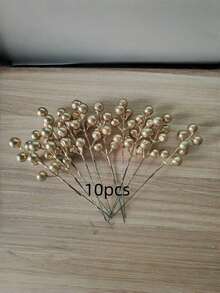 10pcsChristmas Tree Branch Red Berry Stem Decoration Christmas Tree Holiday DIY Handicrafts Christmas Ornaments Wedding Home Decoration Christmas Tree Red Berry Stem Decoration - Artificial Flowers And Holly Berry Branch Fake Decoration Christmas Winter Holiday Home Decoration - Multicolor - View 10