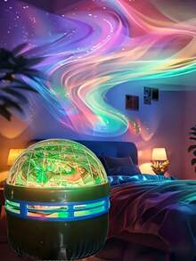 1PC LED Aurora Projector Lamp With Remote Control And Dimming Function - RGB Mood Night Light, USB Powered Ambient Light For Home Decoration, Suitable For Bedroom And Living Room, Perfect Holiday Gift, Bedroom Mood Light | Plastic LED Lamp, Bedroom LED Lamp