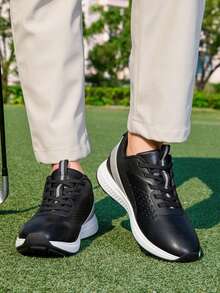 Neue Herren Golfschuhe, bequeme Leder Golf Trainingsschuhe, hochwertige Outdoor Golfschuhe für Herren Einfarbig