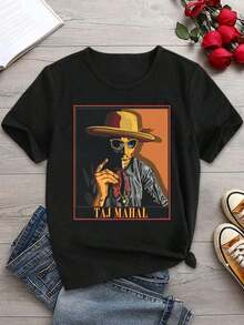 Taj Mahal S T-Shirt American Blues Musician Women's Tee Couple Shirts Matching Shirts Boyfriend Girlfriend Shirtsgraphic Tees Men Shirts Streetwear White Shirt Black Shirt - 黑色 - 查看 2