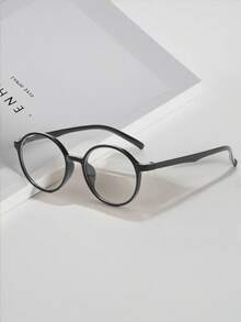 1pc Retro Round Optical Glasses, TR Material, Fashion Eye Protection, Suitable For Women, Students, Electronic Reading, Decoration, Smartphone Use