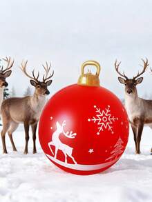 1 pezzo Palla di Natale gonfiabile gigante in PVC da 23 pollici, adatta per decorazioni per feste di Natale, giardino, prato o portico, decorazioni natalizie per la casa, decorazioni per la stanza, sfondi decorativi e regali di Natale.