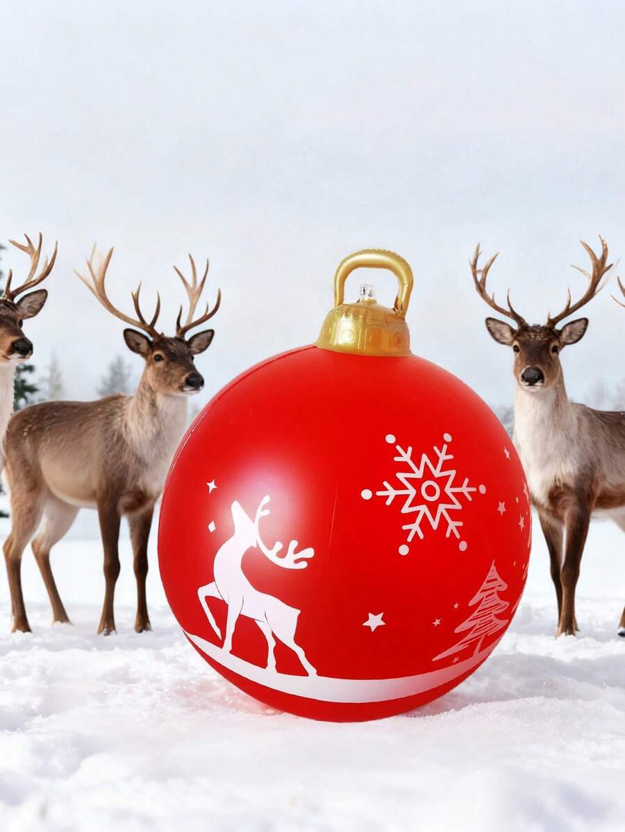 1 pezzo Palla di Natale gonfiabile gigante in PVC da 23 pollici, adatta per decorazioni per feste di Natale, giardino, prato o portico, decorazioni natalizie per la casa, decorazioni per la stanza, sfondi decorativi e regali di Natale.