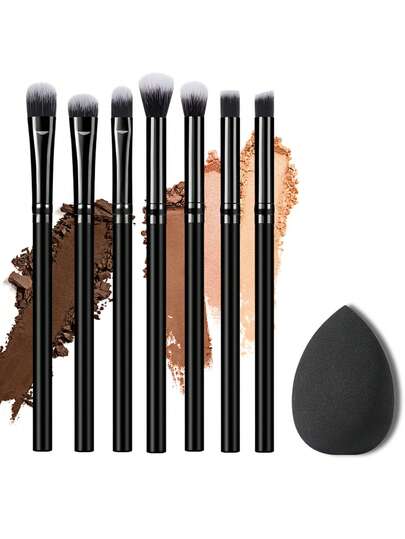 8pcs Makeup Brush Set Includes 7 Soft-Bristle Flat-Bottom Brushes: Contour Brush, Eyeshadow Brush, Brow Brush, Lip Brush, Detail Brush + 1 Liquid Makeup Beauty Eggs. Professional-Grade Makeup Brush Set For Flawless Makeup Application, Essential For Beginners!,Brush Set,Makeup Brush Kit,Make Up Brush Set,Make Up Set Complete,Makeup Brush Set,Complete Makeup Kit,Brush Kit,Brushes Makeup Set,Makeup Gift Set,Set