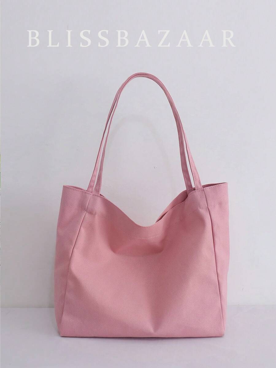 Minimalist Large Capacity Tote Baghandbag,Shoulder BagMinimalist,CasualSolid ColorLightweight,Portablefor Women, Rookies & White-Collar Workers,For Girl,For College Students,For Womangift Bag,Work ,Business,Commute,Outdoors, Travel, Outings,ShoppingSchool Bag,Large Capacity,Portable, Suitable For Teen Girls Women College Students, Perfect For Back To School,First Day Of School,Middle School, High School,Shopping,Holiday - Pink - View 1