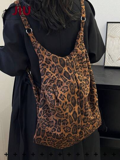 Anti-Theft Leopard Print Nylon Backpack, Multifunctional Shoulder Bag, Commuter Women's Shoulder Bag, Fashion Daily Bag, Multi-Pocket Lightweight Travel Bag, Large Capacity Minimalist Backpack, Convenient Backpack, Suitable For Students, Travel, Business, Daily Commute, Shopping, Office, Dates, Outdoor Activities, Birthday Gift, Holiday Gift, Backpack