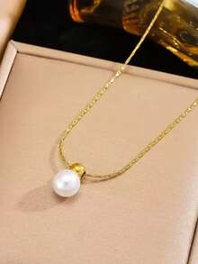 Elegant Single Pearl Necklace For Women, High-End Unique Non-Fading Pendant Clavicle Chain, Suitable For Daily Wear And Festivals