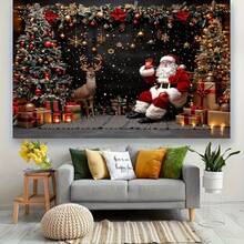 1pc Christmas Background Banner - A Scene Of Santa Claus And Reindeer, Perfect For Christmas-Themed Parties, Anniversaries, Photo Booth Props, General Celebrations, Family Gatherings, Christmas Decorations, And Holiday Parties