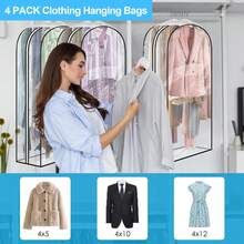 ¡RecomendadoBolsas para Ropa Colgante para 50 prendas, JASUVII Juego 4 Fundas ropa armario de 60x102x25.5 cm, Fundas Ropa Antipolvo para guardar trajes, vestidos, abrigos y chaquetas¡Top de Temporada - 1 - Ver 8