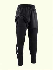 Herren Sport Kompressionsshorts mit Taschen, 2-in-1 Design für Laufen, Fitness