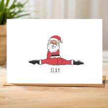 有趣的圣诞老人杀戮圣诞贺卡 - 圣诞老人分裂姿势与“杀戮”文字 - 红色和黑色节日贺卡，适用于办公室、派对或礼物 - 圣诞派对装饰 - 圣诞老人杀戮圣诞老人设计、圣诞贺卡、节日文具、俏皮设计、优质纸质材料、办公文具、古怪文具、耐用文具、办公室工作人员、新奇圣诞贺卡、贺卡、带信封的卡片