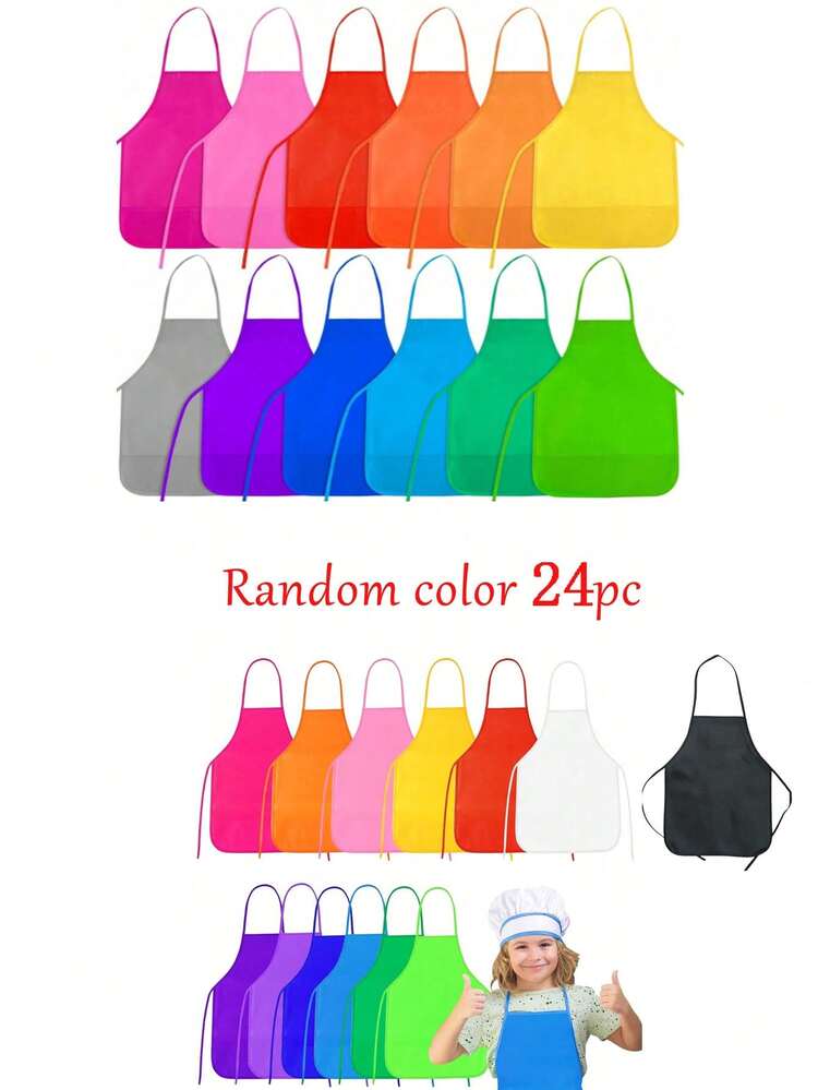1 pieza Delantal de artista para niños - No tejido, apto para cocina, aula, eventos comunitarios, fiestas, manualidades y actividades de pintura artística, color aleatorio - Multicolor - Añade 10