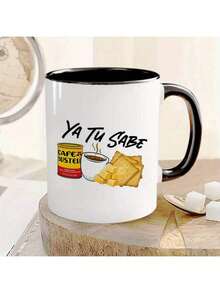 Inspirational Spanish Mexico Printing Coffee Mug With Tea And Biscuit Pattern, 11oz Ceramic Family Mug Water Cup Ideal Birthday/ Anniversary Presents For Women, Men, Friend, Coworker, Family - Hồng - Xem 3