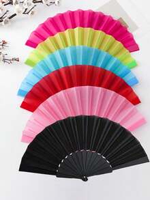 1pc/10pcs Solid Color Flat Plastic Fan,Ladies Folding Fan,Fashionable & Elegant Simple Solid Color Hand Fan,Wedding Performance Fan,Plastic Portable Handheld Dance Party Fan, Chinese Japanese Wedding Decoration Folding, Low-Key And Simple Gift,Suitable For DIY, Suitable For Party Themes Or Creating Unique Designs