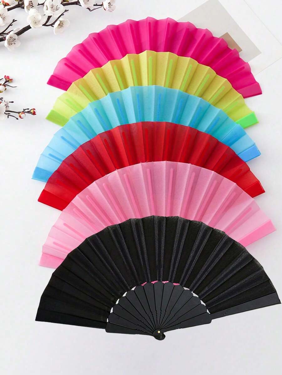 1pc/10pcs Solid Color Flat Plastic Fan,Ladies Folding Fan,Fashionable & Elegant Simple Solid Color Hand Fan,Wedding Performance Fan,Plastic Portable Handheld Dance Party Fan, Chinese Japanese Wedding Decoration Folding, Low-Key And Simple Gift,Suitable For DIY, Suitable For Party Themes Or Creating Unique Designs