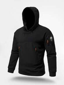 Men's Autumn/Winter Fashion Multi-Pocket Spider Embroidery Fleece Hoodie Sweatshirt