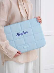 1pc Personalized Soft Padded IPad Sleeve, Embroidered Letter 14" Tablet Pouch, 15.6" Laptop Carrying Case, IPad Tablet Protective Sleeve, Multi-Size Notebook Handbag, Suitable For Daily Use, Can Be Given As Gifts For Christmas, Mother's Day, Teacher's Day, Birthdays